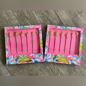 NEW Lilly Pulitzer Havana Appetizer Cocktail Picks 2 SETS!! Brand New in Box!